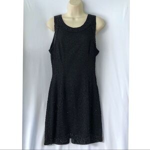 Laurence Kazar Vtg Black Beaded Mini Dress PL